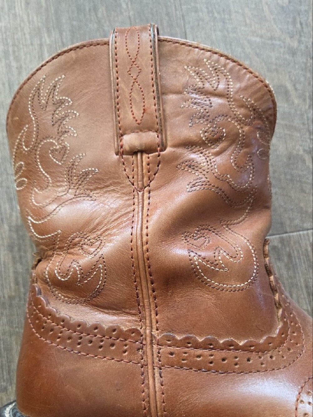 Ariat Tan and Light Blue Leather Western Boot Interior - Picture 3 of 13